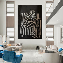 Load image into Gallery viewer, Black - White Abstract Emotional Art, Perfect for Thought - Provoking Study & Introspective Lounge LargeART2044