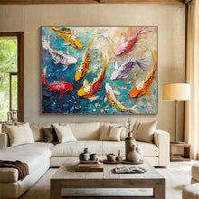 Load image into Gallery viewer, Colorful Koi Fish Abstract Painting on Canvas - “Lucky Carp” DKH705