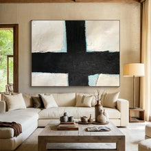 Load image into Gallery viewer, Bold Black - and - White Abstract Cross Art for Modern Church & Minimalist Study DKH180