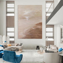 Load image into Gallery viewer, “Warm - Toned Seaside” – Soft beige sky and sea, with a textured, brownish shoreline. DTP341