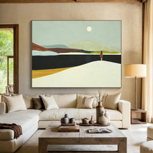 Load image into Gallery viewer, Minimalist Landscape Painting on Canvas - “Moonlit Contemplation” DKH739
