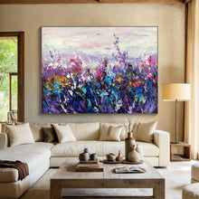 Load image into Gallery viewer, Hand - painted Substantial Purple - Toned Flower Field Acrylic Art for Dreamy Family Rooms LargeART1777