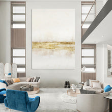 Load image into Gallery viewer, “White and Gold Minimalist Abstract” - Luxe Abstract Art on Canvas DKH1538