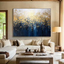 Load image into Gallery viewer, Hand - Painted Golden Forest Canopy Abstract Acrylic Art for Elegant Home Library LargeART1639