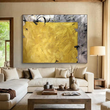 Load image into Gallery viewer, Bold Yellow - Gray Abstract Acrylic painting DLZ153