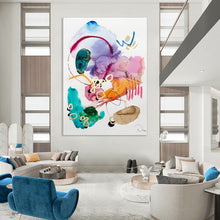 Load image into Gallery viewer, Colorful Watercolor - Style Abstract Painting, Ideal for Bohemian Bathroom & Art - Loving Friend’s Gift LargeART1869