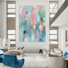 Load image into Gallery viewer, “Pastel Patchwork of Colors” Abstract Painting on Canvas, Whimsical Home Accent DKH997