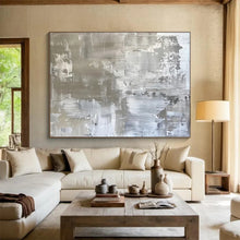 Load image into Gallery viewer, Monochromatic Silver Textured Abstract Abstract acrylic painting DLZ104