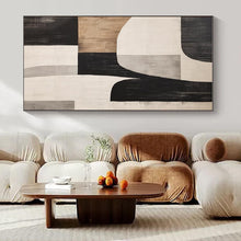 Load image into Gallery viewer, Beige - Gray - Black Geometric Abstract Painting, Perfect for Mid - Century Modern Living Room & Chic Home Office LargeART1371