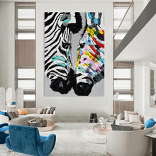 Load image into Gallery viewer, “Colorful Zebra Abstract” - Pop Art - Inspired Art on Canvas DKH1545