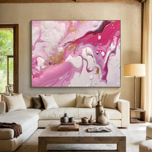 Load image into Gallery viewer, Pink Marble Dream Hand-Painted Abstract Acrylic Art for Girl’s Room Decor LargeART1617