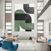 Load image into Gallery viewer, “Intertwined Green and Black Arches” - Green, Black Abstract Art on Canvas DKH1171