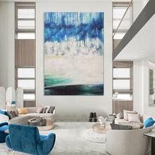 Load image into Gallery viewer, Blue & Green Abstract Forest Landscape, Perfect for Nature - Inspired Bedroom & Calm Office LargeART1974