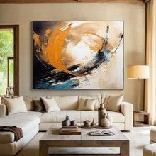 Load image into Gallery viewer, Dynamic Orange, Blue, and Beige Swirl Abstract acrylic painting DLZ098