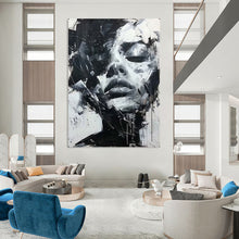 Load image into Gallery viewer, Monochrome Expressive Abstract Art, Ideal for Edgy Living Room & Creative Studio LargeART2139