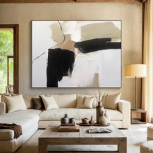 Load image into Gallery viewer, Abstract Painting with Black, White, and Beige for Industrial Loft & Monochrome Gallery DKH313
