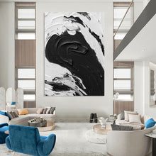 Load image into Gallery viewer, “Monochrome Impasto Wave” - Dramatic Minimalist Art on Canvas DKH1679