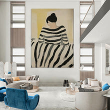 Load image into Gallery viewer, Yellow - Black - White Abstract Figure Art, Perfect for Eclectic Living Room & Stylish Home Office LargeART2037