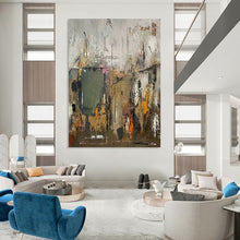 Load image into Gallery viewer, “Urban Chaos: Gray - Toned Abstract” Abstract Painting on Canvas, Industrial Loft Decor DKH1038