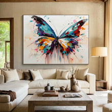 Load image into Gallery viewer, Hand - Painted Colorful Butterfly Impasto Acrylic Art for Vibrant Kid’s Room LargeART1642