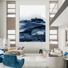 Load image into Gallery viewer, Indigo Mountain Mist – Watercolor Landscape with Deep Blues DTP230