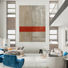Load image into Gallery viewer, “Minimalist Red, Beige and White” - Minimalist Abstract Acrylic, Great for Modern Art Gallery and Minimalist Living Room DTP007