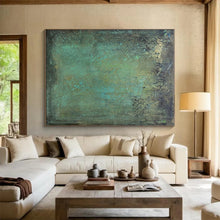 Load image into Gallery viewer, Teal and Brown Textured Field Acrylic Art - Perfect for Coastal - inspired Living Room & Earthy - toned Spa LargeART0631