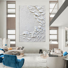 Load image into Gallery viewer, “White Impasto Blooms” – Thick, petal - like white impasto on a textured white background DTP373