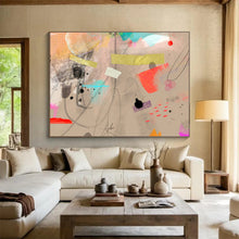 Load image into Gallery viewer, Eclectic Collage - Style Abstract Painting for Bohemian Home & Art Gallery Pop - up DKH204