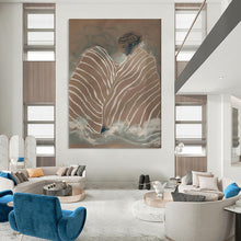 Load image into Gallery viewer, Striped Figure in Waves Abstract, Ideal for Serene Bathroom & Spiritual Meditation Space LargeART2029