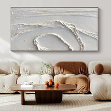 Load image into Gallery viewer, White Textured Curved Abstract Painting, Perfect for Elegant Entryway & Minimalist Office LargeART1348