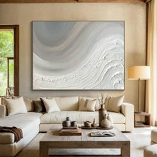 Load image into Gallery viewer, Soft White Textured Abstract - Calm Living Room Art LargeART1527