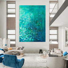 Load image into Gallery viewer, Teal Abstract Landscape Painting, Perfect for Spa - Inspired Bathroom & Peaceful Meditation Space LargeART1860