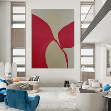 Load image into Gallery viewer, “Dual Red Petals” - Red and Beige Floral - Inspired Art, Abstract Painting on Canvas DKH1080