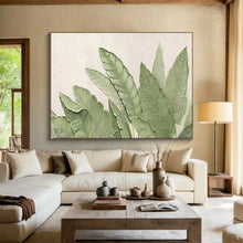 Load image into Gallery viewer, Hand - painted Green Leaf Relief Acrylic Art for Nature - Inspired Bathroom Decor LargeART1652