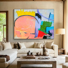 Load image into Gallery viewer, Pastel - Pop Geometric Abstract Painting on Canvas DKH560