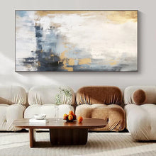 Load image into Gallery viewer, Gray, Gold & Blue Abstract, Perfect for Chic Home Office & Elegant Dining Room LargeART1339