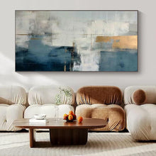 Load image into Gallery viewer, Blue - Gray with Gold Accents Abstract Canvas Painting, Perfect for Modern Living Room & Chic Office LargeART1205