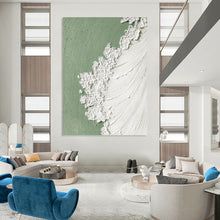 Load image into Gallery viewer, “Pale Green & Textured White” - Minimalist Abstract Art on Canvas DKH1502