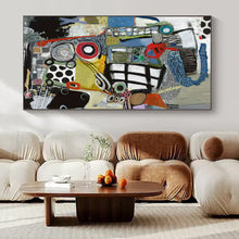 Load image into Gallery viewer, Colorful Collage Abstract Canvas Painting, Suited for Eclectic Home Office & Vibrant Art Gallery LargeART1096