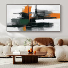 Load image into Gallery viewer, Orange, Gray & Green Urban Abstract Canvas Painting, Ideal for Modern Office & Industrial - Chic Loft LargeART1244