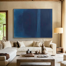 Load image into Gallery viewer, Deep Blue Minimalist Abstract Painting for Coastal Bedroom & Relaxing Spa DKH099