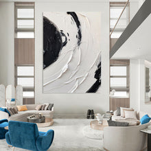 Load image into Gallery viewer, “Swirling Black and White Impasto” - Expressive Minimalist Art on Canvas DKH1677