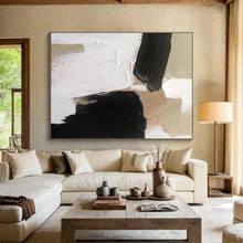 Load image into Gallery viewer, Black, White, and Beige Abstract Painting for Modern Bedroom & Art - Loving Library DKH316