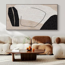 Load image into Gallery viewer, Abstract Figure with Black - White Shapes 2 Abstract Canvas Painting, Ideal for Contemporary Living Room & Art - Themed Office LargeART1142