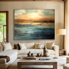 Load image into Gallery viewer, Sunset Over Golden Waters Abstract acrylic painting DLZ055