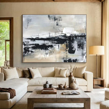 Load image into Gallery viewer, Custom Large - Scale Gray - Black Textured Abstract Art - Perfect for Contemporary Living Room & Art Gallery Exhibition LargeART0799
