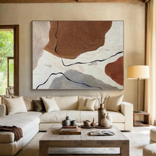 Load image into Gallery viewer, Large - Format Earth - Tone Shape Abstract Acrylic Art for Rustic Kitchen & Bohemian Living Room LargeART0410