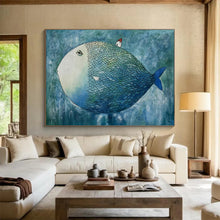 Load image into Gallery viewer, Whimsical Fish Abstract Painting for Kids’ Room & Eclectic Living Space DKH218