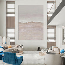 Load image into Gallery viewer, “Coastal Calm Abstraction” - Beige, White Abstract Beach Art on Canvas DKH1124
